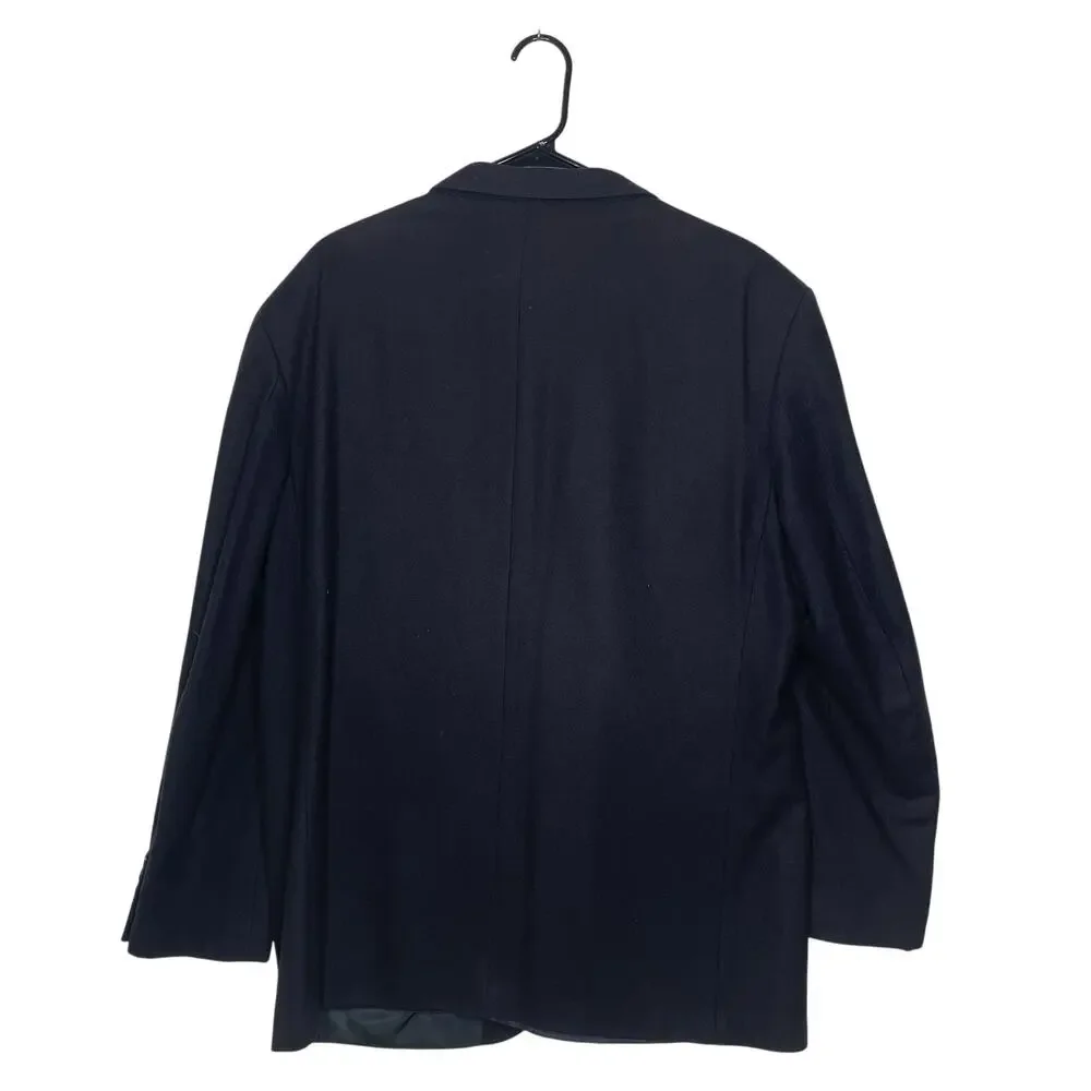 Oscar De‎ La Renta Men's Coat Navy Wool Blend Overcoat Blazer Cashmere Size 44R